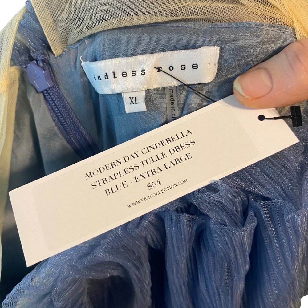 endless rose Modern Day Cinderella Strapless Tulle Dress Blue Extra Large - Picture 11 of 12